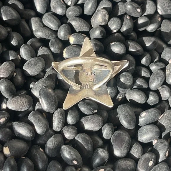 native American vintage Sterling Silver turquoise Star Ring - Picture 2 of 7